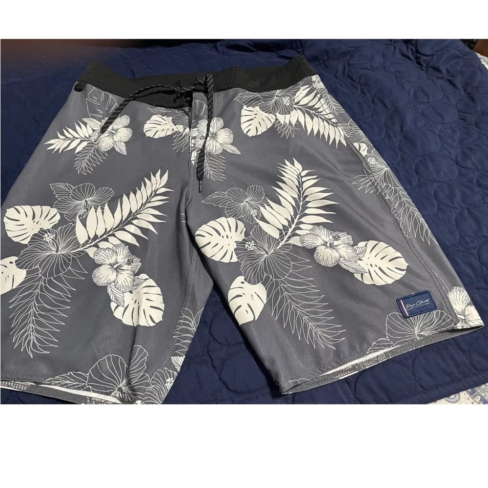 JACK O'NEILL Collection Board Shorts Men's 34 Gray White Hawaiian NWT